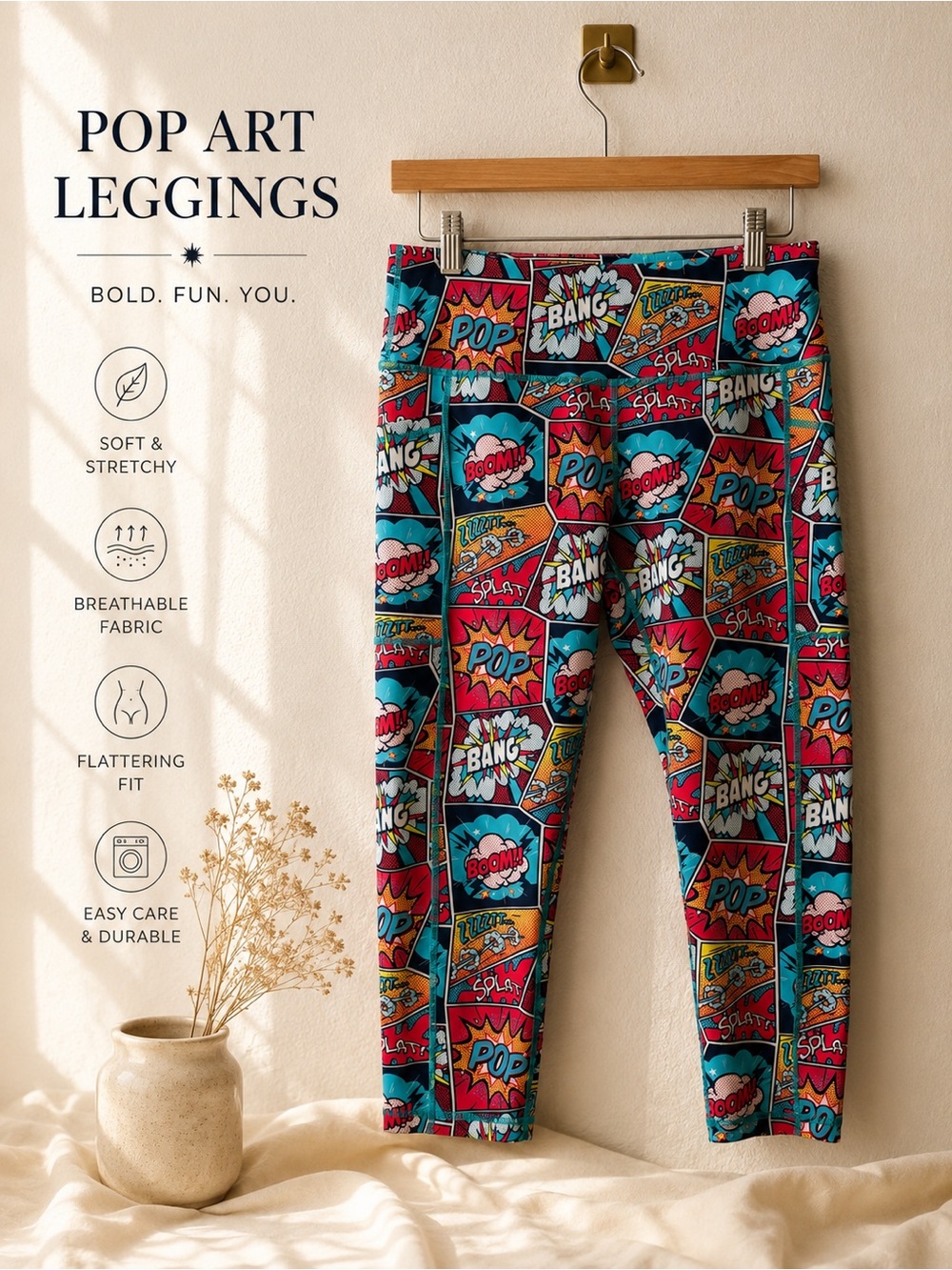 CVG Constantly Varied Gear Comic Pop Art Leggings Medium Workout Athletic